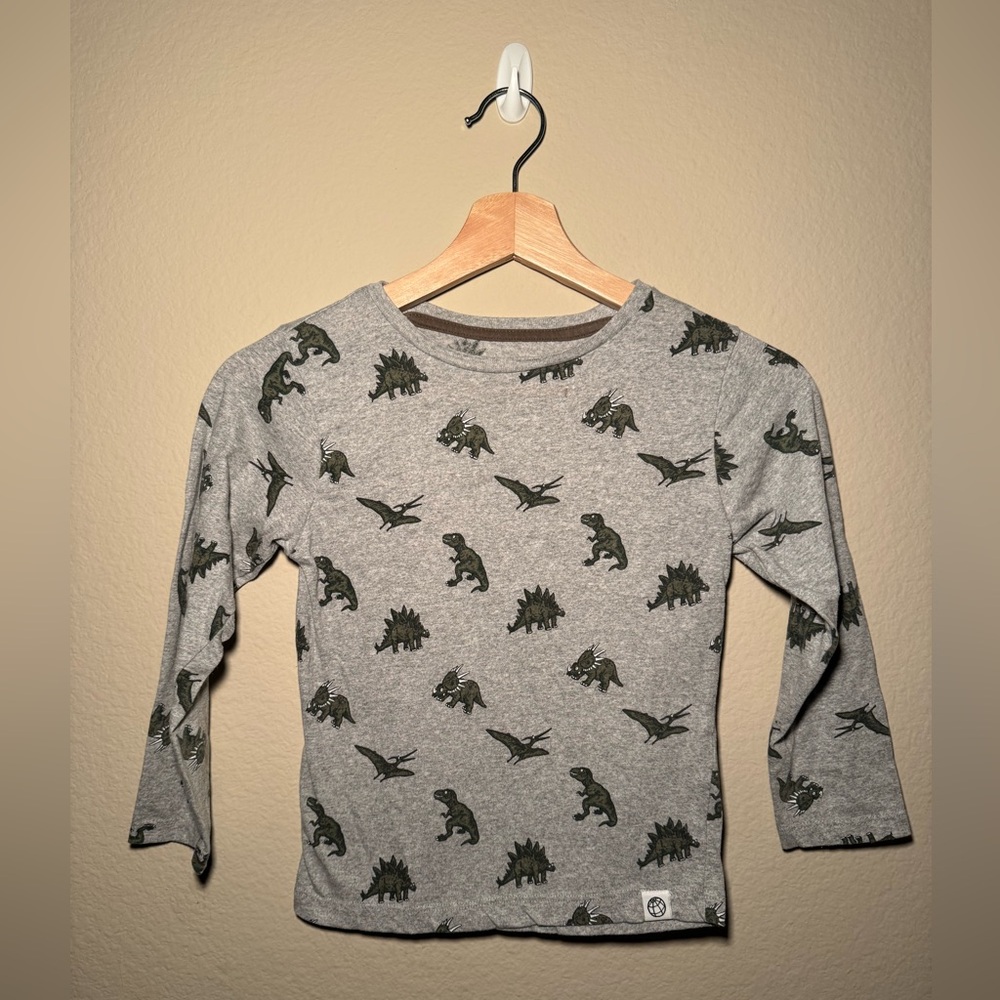 Free planet boys 6 dinosaur grey long sleeve shirt